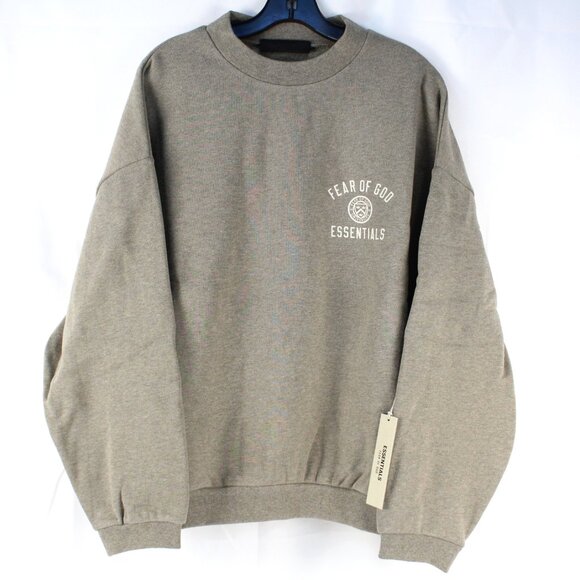 Fear of God Essentials University Print Sweatshirt in Heather Grey Size M - NWT - Picture 1 of 9